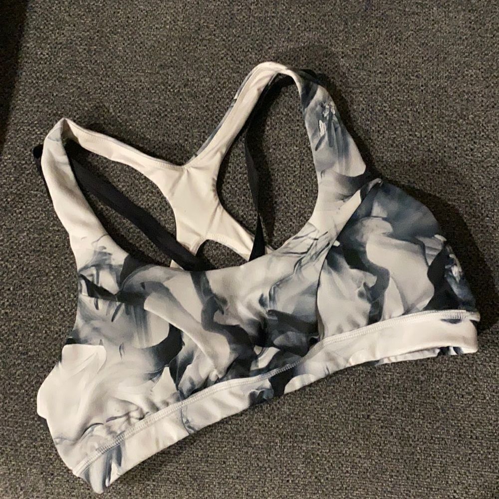 Zella sports bra sz L yoga workout black gray